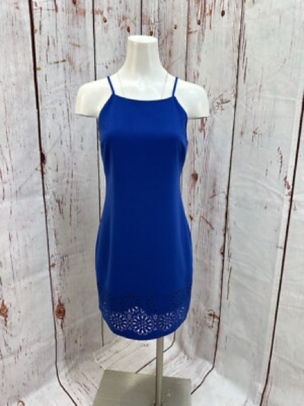 Banana Republic Blue Spaghetti-Strap Shift Dress with Laser-Cut Hem